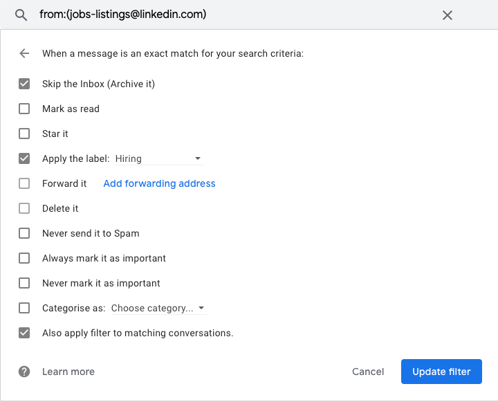 Gmail's filters